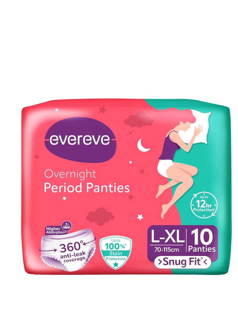Evereve Evereve Ultra Absorbent, Heavy Flow Disposable Period Panties for Sanitary Protection, Maternity Delivery Pads, Overnight Napkins, 360 Degree Protection, Post partum use, L-XL, 10 Panties  - Image 1