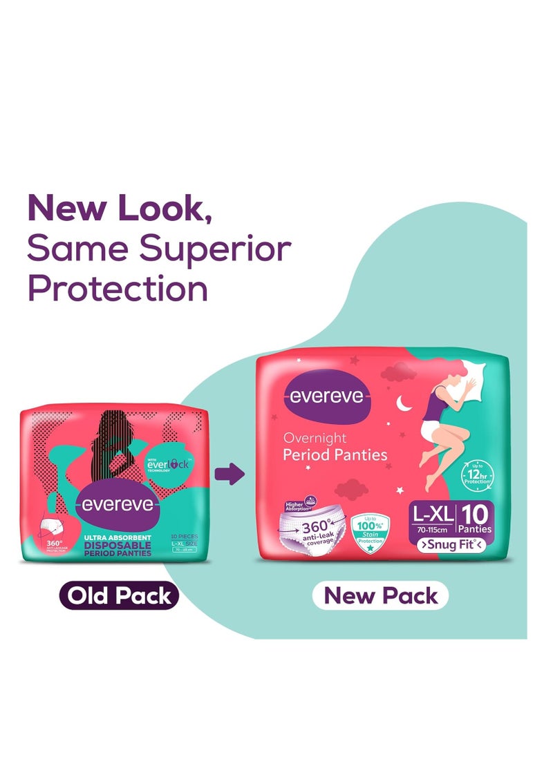 Evereve Evereve Ultra Absorbent, Heavy Flow Disposable Period Panties for Sanitary Protection, Maternity Delivery Pads, Overnight Napkins, 360 Degree Protection, Post partum use, L-XL, 10 Panties  - Image 2