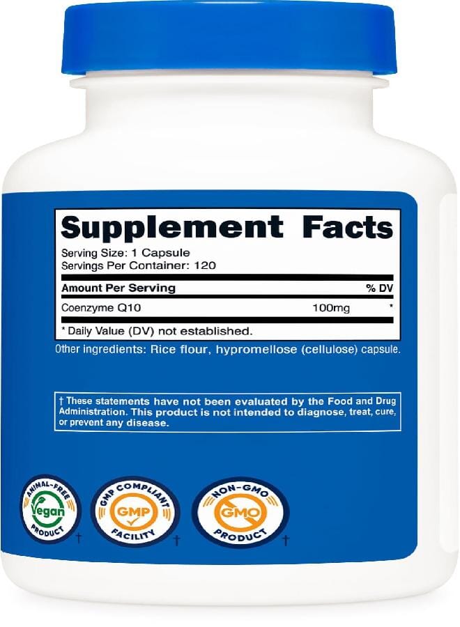 Nutricost نوتريكوست كيو 10 100 ملغ، 120 كبسولة نباتية، 120 حصة - امتصاص عالي، نباتي، غير معدل وراثيًا، إنزيم مساعد كيو 10 - Image 5