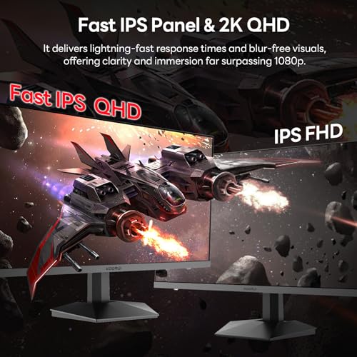 KOORUI 27 inch QHD Gaming Monitor 260hz/240hz, 1440p,HDR400,Fast IPS,2560X1440, 1ms, VESA Mountable, Adaptive Sync, HDMI & DP, 120% sRGB, Eye-Cared, G2721X - Image 4