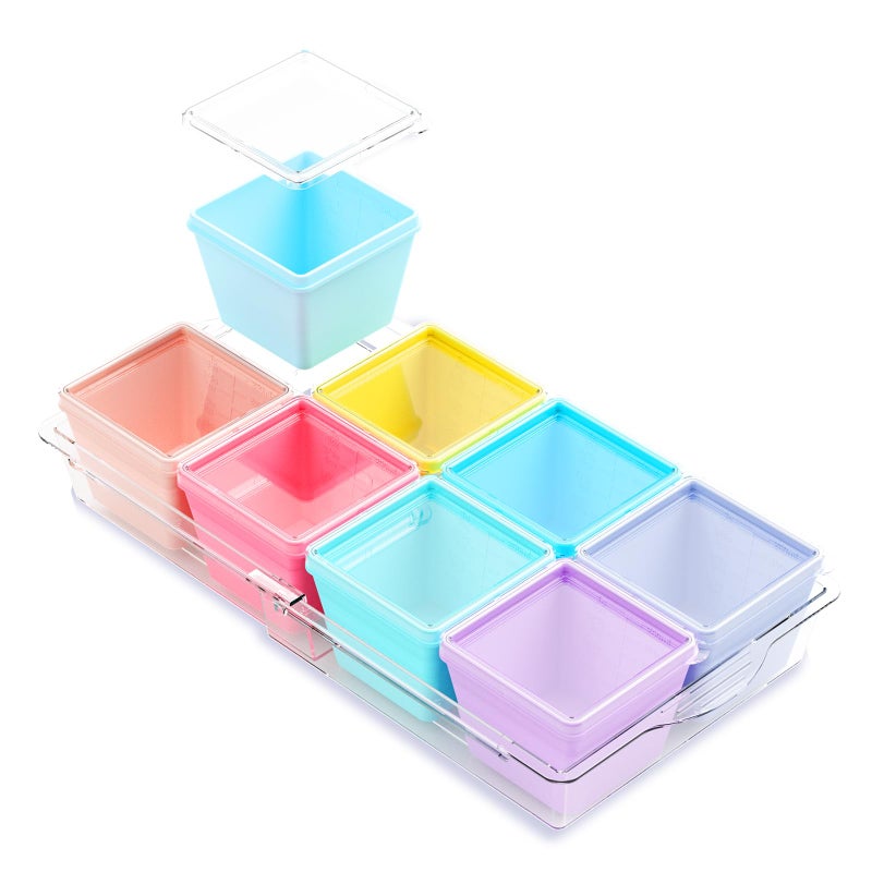 Gemice BPA-Free Silicone Freezer Molds with Base, Individual 8-Pack 1-Cup Portion Soup Cubes Freezer Tray with Lids for Food Storage, Oven & Dishwasher Safe, Silicone Freezer Containers for Meal Prep - Image 1