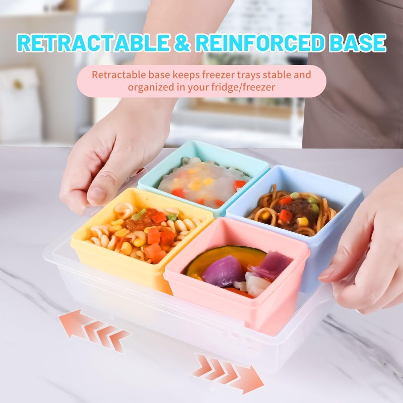 Gemice BPA-Free Silicone Freezer Molds with Base, Individual 8-Pack 1-Cup Portion Soup Cubes Freezer Tray with Lids for Food Storage, Oven & Dishwasher Safe, Silicone Freezer Containers for Meal Prep - Image 5