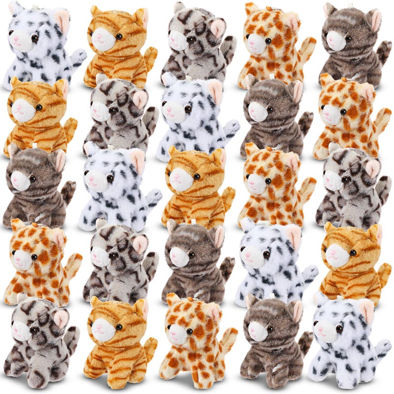 Shappy 25 Pcs Cat Stuffed Animals Bulk Small Stuffed Kittens Assorted Soft Fluffy Kittens Cat Themed Party Gift Favors for Birthday Easter Stuffers - Image 3