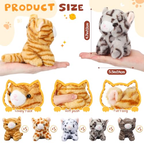 Shappy 25 Pcs Cat Stuffed Animals Bulk Small Stuffed Kittens Assorted Soft Fluffy Kittens Cat Themed Party Gift Favors for Birthday Easter Stuffers - Image 5