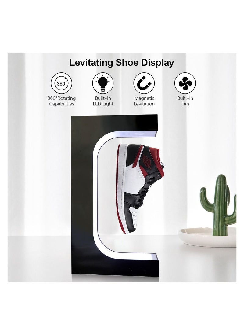 Generic - LED Floating Shoe Rack 360 Degree Auto Rotate Display Stand Shoes Shop Sample Showcase Shoes Rack Sneaker Storage with remote - Image 1