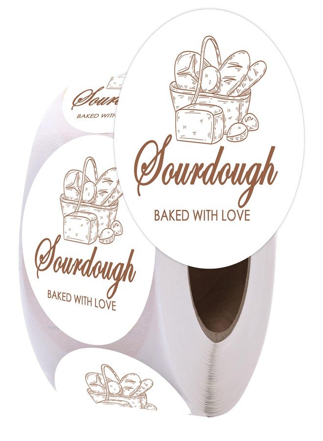 Topabel Sourdough Bread Supplies Sourdough Sticker 2 Inch Baked with Loved Stickers for Baked Good Packaging,500 Pcs Per Roll - Image 1