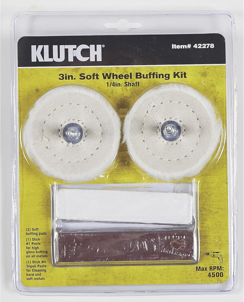Klutch 3in. Buffing Kit with Pads and Paste 4-Pc., for Use with Power Drills with 4500 Max RPM - Image 2