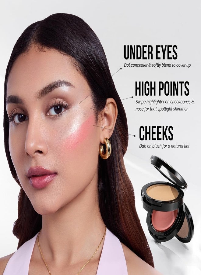 Staze 9to9 Triple Treat Stacked Face Palette 01 Main Character | Blush, Concealer & Highlighter | 3-in-1 Makeup Kit for All Skin Types, Travel-Friendly - Image 2