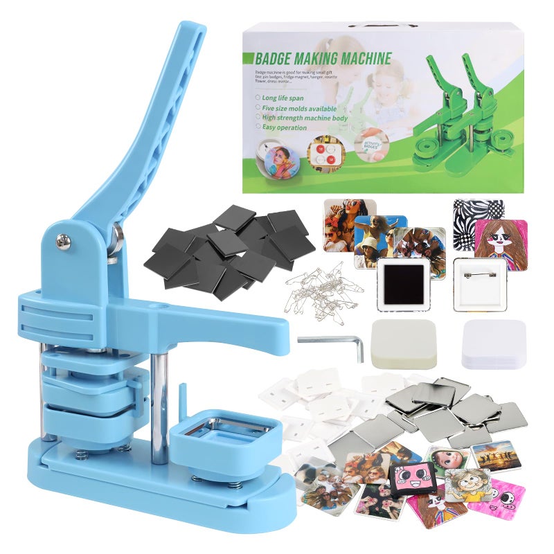 Goodcrafter Fridge Magnet Button Maker Machine,2-in-1 Fridge Magnet & Button Maker Machine, 50mm/1.97 inch Square Magnets Badge Maker Machine with 550 Free Parts (Includes 50 Pins) - Image 1