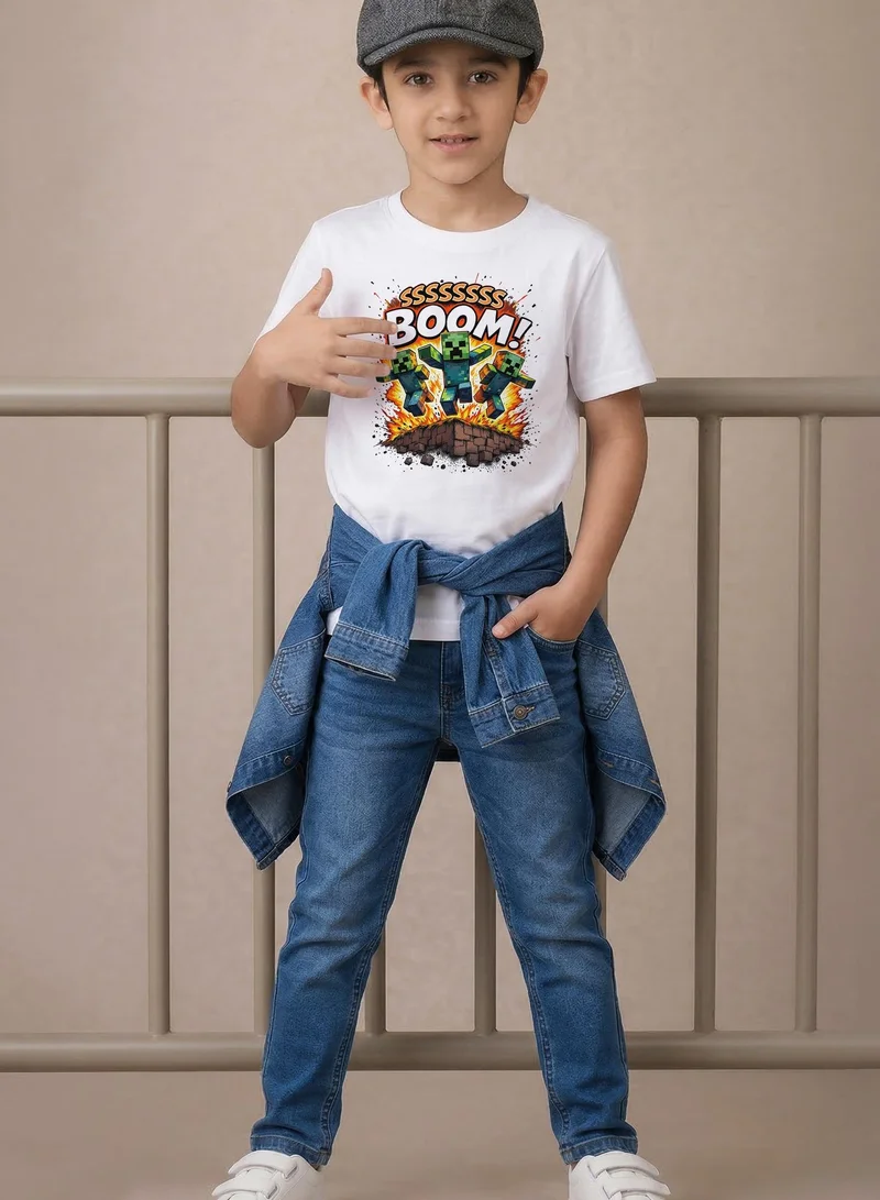 Funkaar Funkaar Kids T-Shirt – Pixel Boom Video Game Explosion Graphic