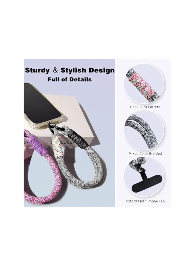 Green Tiger PARACOSM Phone Strap, Hand Wrist Strap Lanyard, Universal Cell Phone Strap, Two-Color Braided with Tether Tab, Anti-loss Phone Charm, Keychain - Image 2