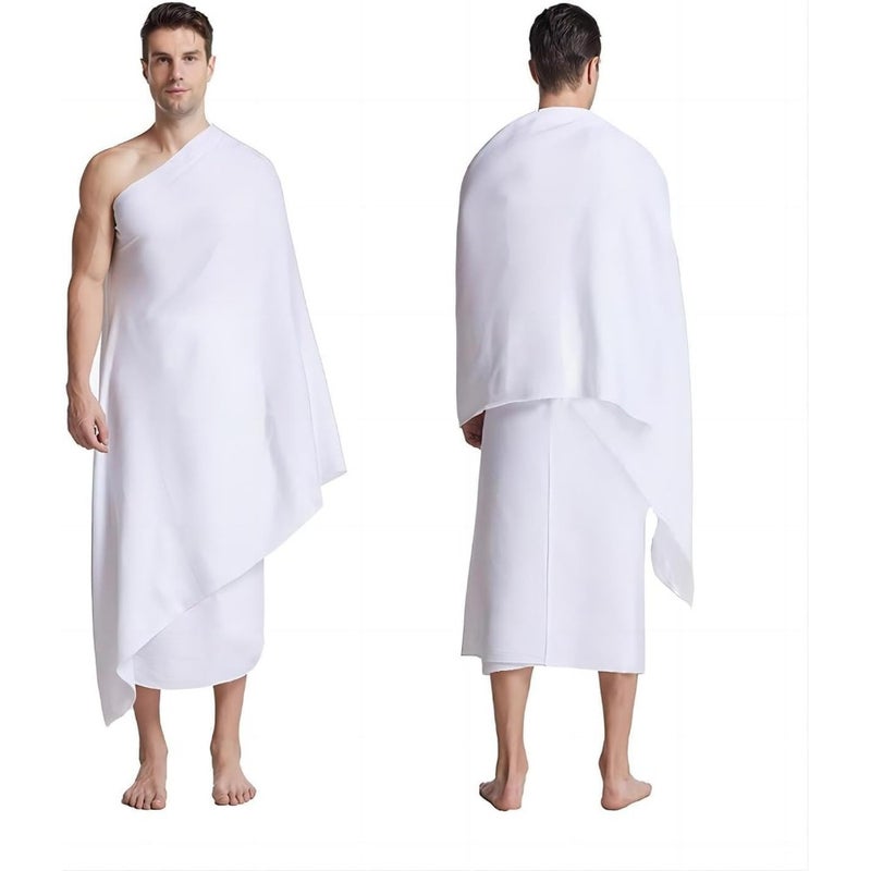 Hajj and Umrah pilgrimage: 100 cotton ihram towel set, white, ultra-soft, highly absorbent, hygienic, lightweight, breathable - Image 1