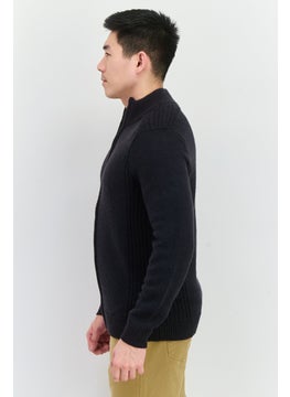 French Connection Men Mock Neck Crochet Sweater, Navy  - Image 2