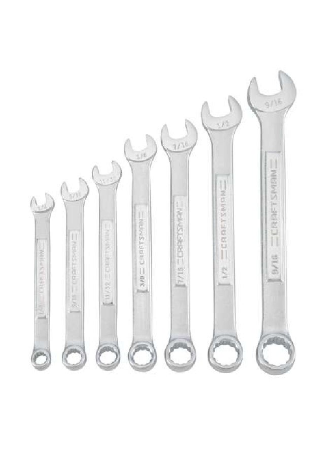 كرافتس مان مجموعة مفاتيح متداولة من 7 قطع، مصنوعة من فولاذ عالي الجودة ومقاوم للصدأ، بنظام النقاط الـ 12 بالوحدات القياسية الامريكية باللون الفضي 11.38 × 19.88 × 4.75 سم 2392413 - Image 1