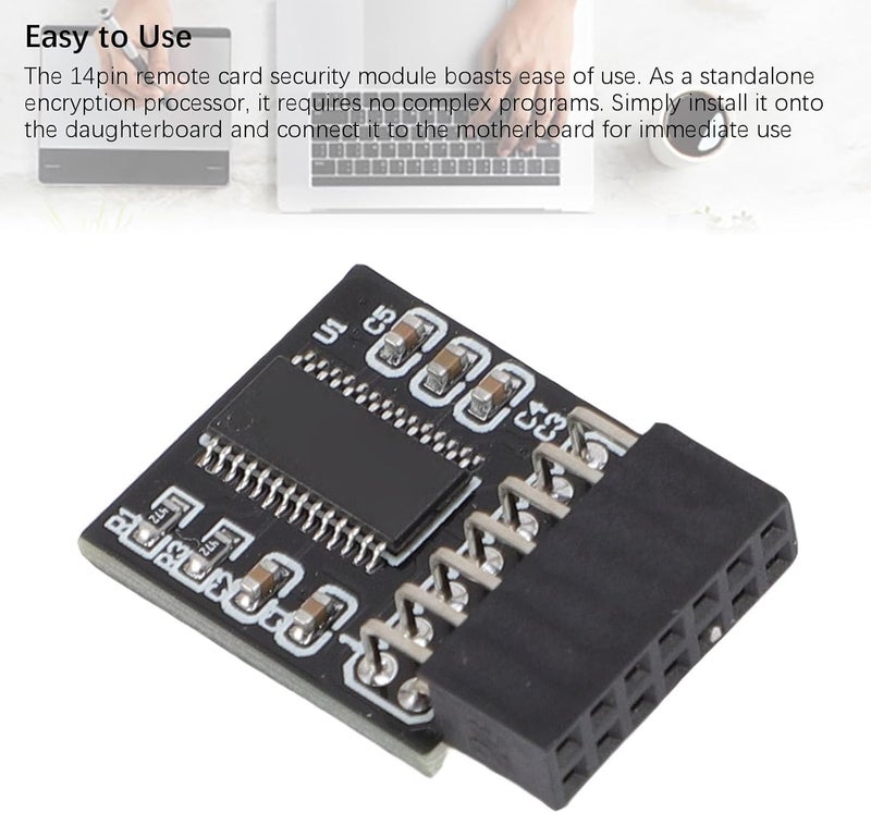 توصيل مستقر ومنتظم طوال أيام العمل وحدة TPM2.0، 14 دبوس 2 × 7P LPC وحدة أمان تشفير TPM 2.0 مكونات النظام لنظامي التشغيل Wins 7/8.1/10/11 ثابت ولا ينقلب عند وضعه داخل وخارج مفتوح - Image 5