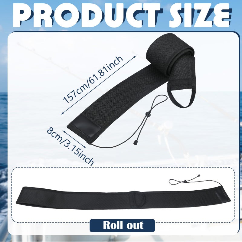 VercanMonth 6 Pcs Rod Socks, Fishing Rod Sleeve, Neoprene Fishings Pole Sleeve, Fishing Rods Covers, Built-in Hanging Loop & Adjustable Lanyard, Fits Casting, Spinning, & Fly Rods - Image 2