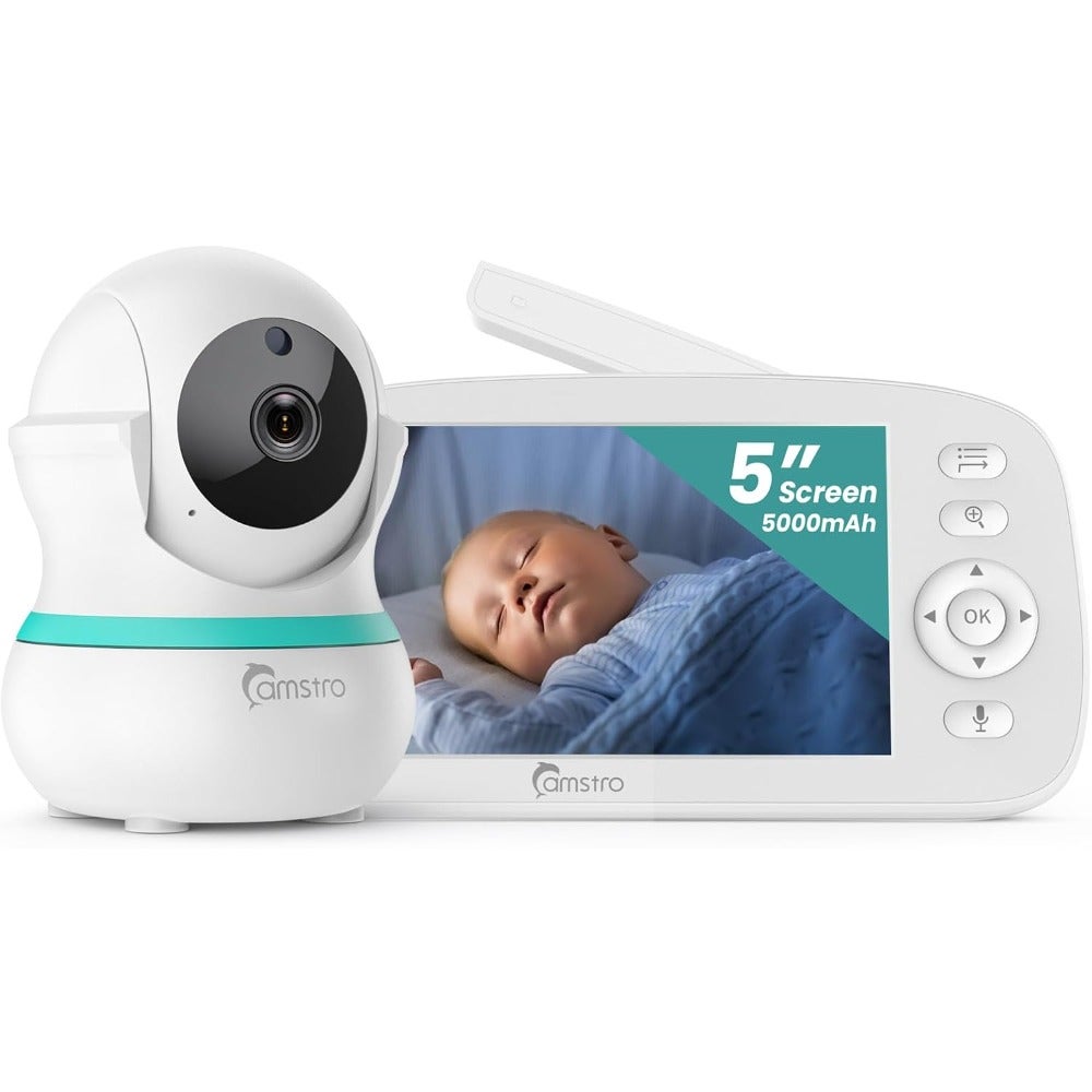Baby Monitor with Camera, 5" Display, 360° Remote Pan-Tilt-Zoom, Night Vision, Two-Way Audio, 5000mAh Battery, Feeding Reminder, Lullabies, Cry and Motion Detection, VOX Baby Camera, No WiFi