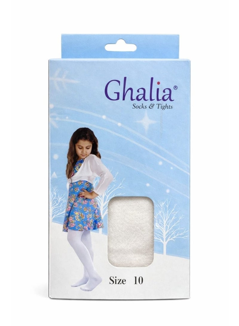 Ghalia Girls Tights – White Soft Stretchy Full-Length Stockings for School and Ballet - Image 2
