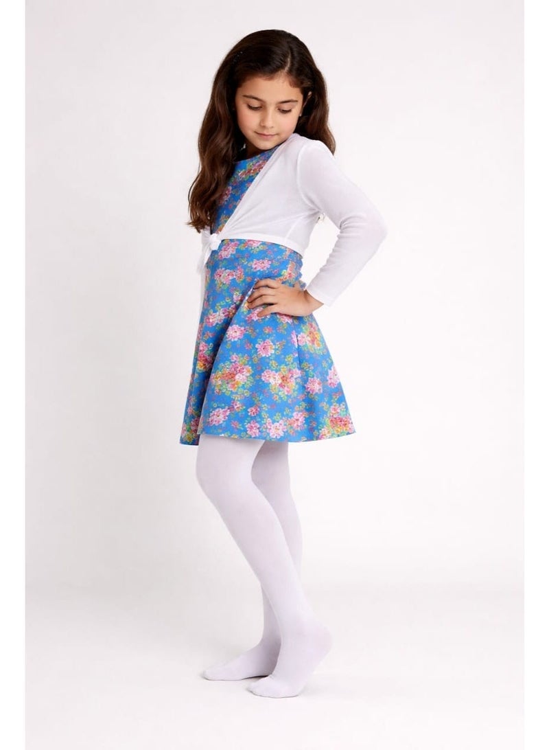 Ghalia Girls Tights – White Soft Stretchy Full-Length Stockings for School and Ballet - Image 1
