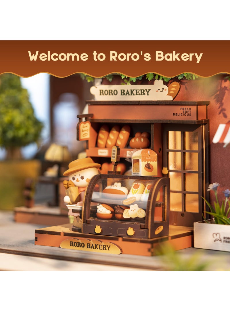 KASTWAVE Miniature Wooden Doll House Kit ,Wooden Dollhouse RORO Bakery Mini Friends Series Doll House Christmas Birthday Gifts for Girls Cosplay Game Toy Home Decoration - Image 5