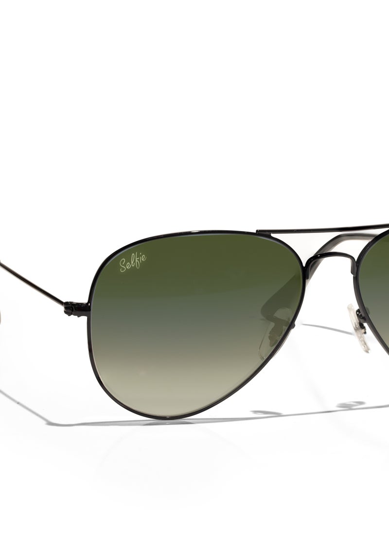 selfie Selfie Aviator Dark Green Black Metal Frame with  Sunglasses, SE3025-025  - Image 3