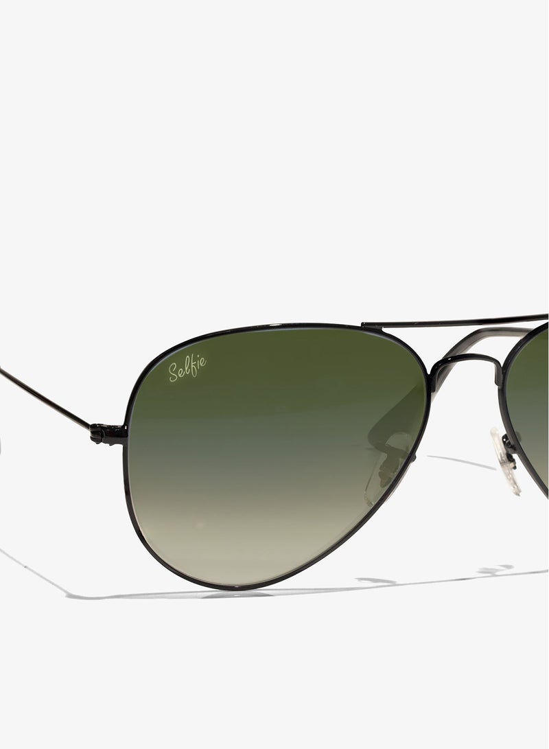 Selfie Aviator Dark Green Black Metal Frame with  Sunglasses, SE3025-025 - Image 3