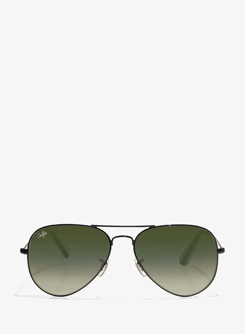 selfie Selfie Aviator Dark Green Black Metal Frame with  Sunglasses, SE3025-025
