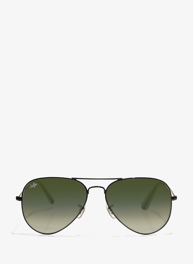 Selfie Aviator Dark Green Black Metal Frame with  Sunglasses, SE3025-025 - Image 1