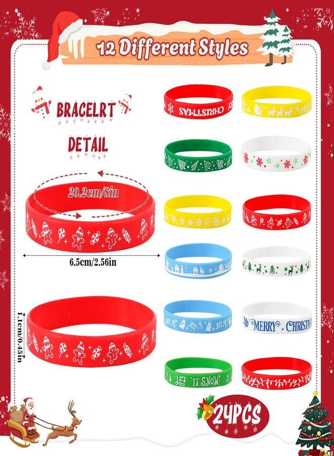 LOKIPA 48PCS Christmas Pencils Set, 24PCS Christmas Pencils with 24 PCS Xmas Silicone Bracelets Christmas Party Favors Set Xmas Gifts for Kids Classroom Office Holiday Party Reward Supplies - Image 3