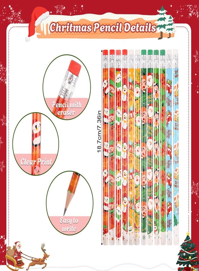 LOKIPA 48PCS Christmas Pencils Set, 24PCS Christmas Pencils with 24 PCS Xmas Silicone Bracelets Christmas Party Favors Set Xmas Gifts for Kids Classroom Office Holiday Party Reward Supplies - Image 2
