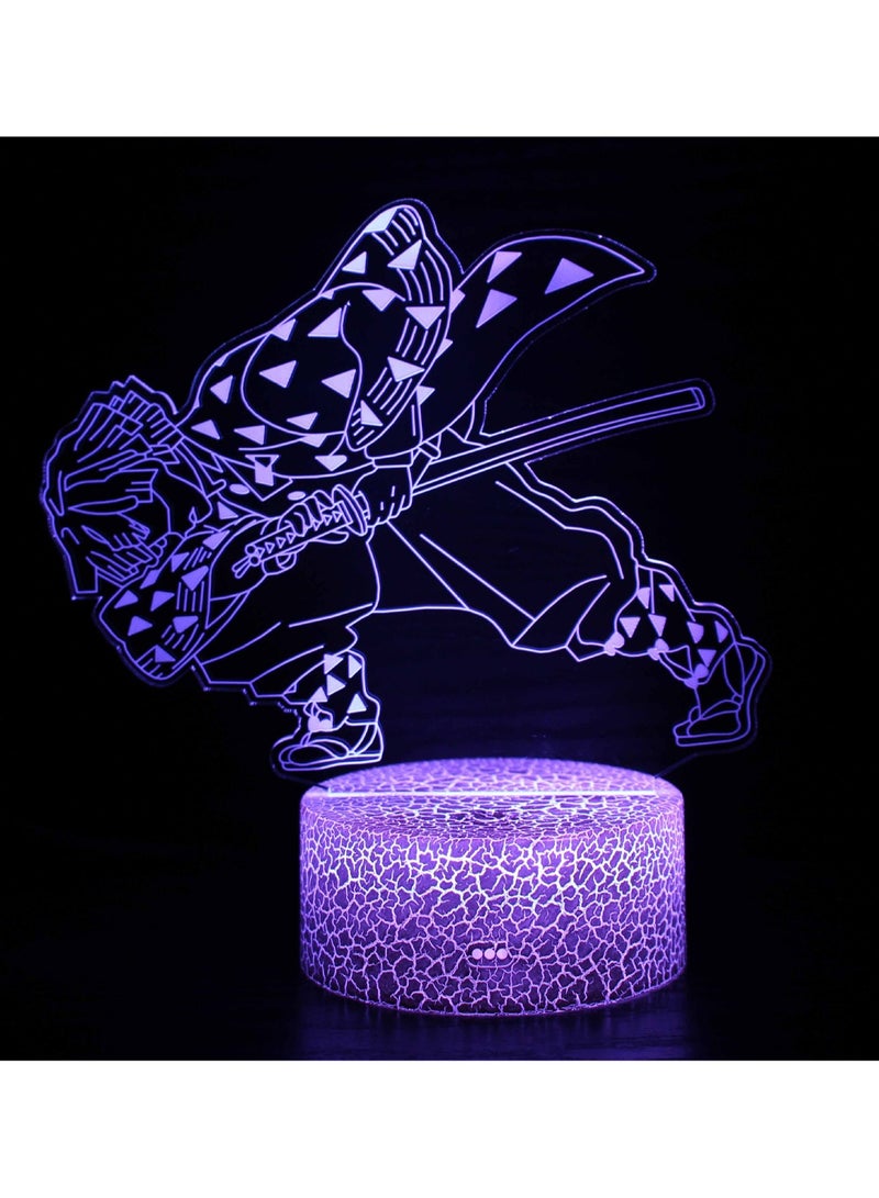 الرسوم المتحركة سلسلة 3D ضوء الليل شكل مصباح LED البصرية ستيريو مصباح USB مصباح مكتبي الإبداعي الكراك قاعدة سبعة ألوان + اللمس(MY-1840) - Image 1