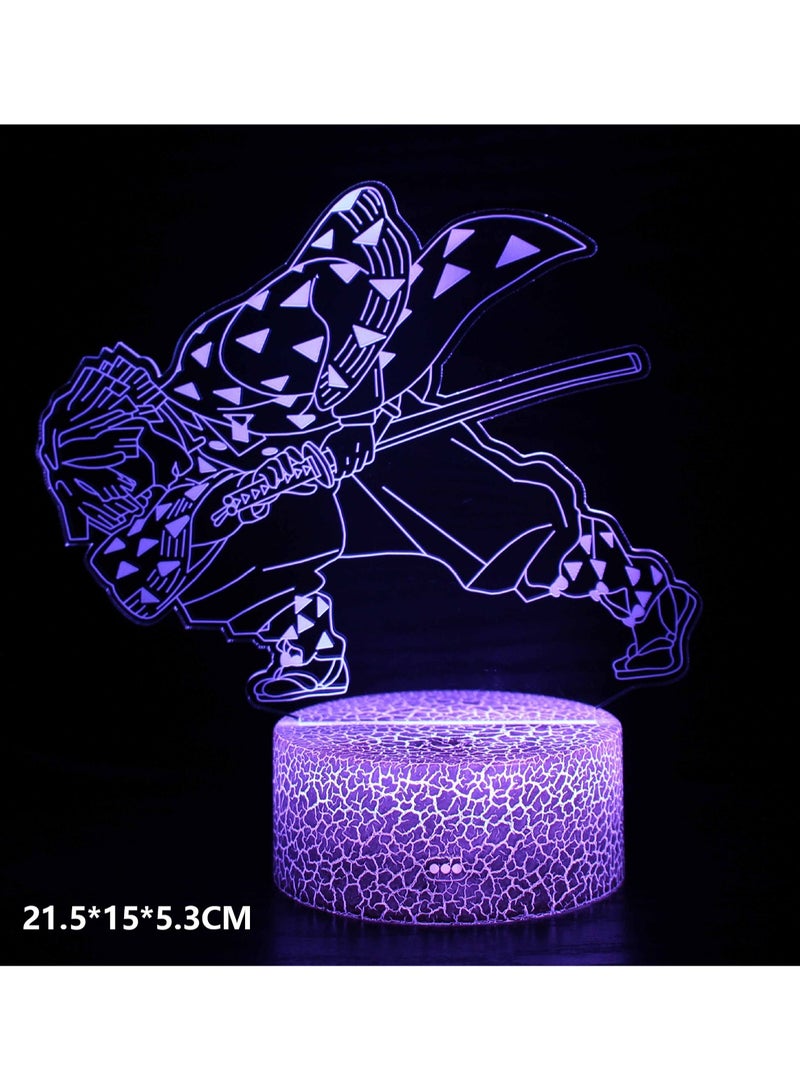 الرسوم المتحركة سلسلة 3D ضوء الليل شكل مصباح LED البصرية ستيريو مصباح USB مصباح مكتبي الإبداعي الكراك قاعدة سبعة ألوان + اللمس(MY-1840) - Image 2