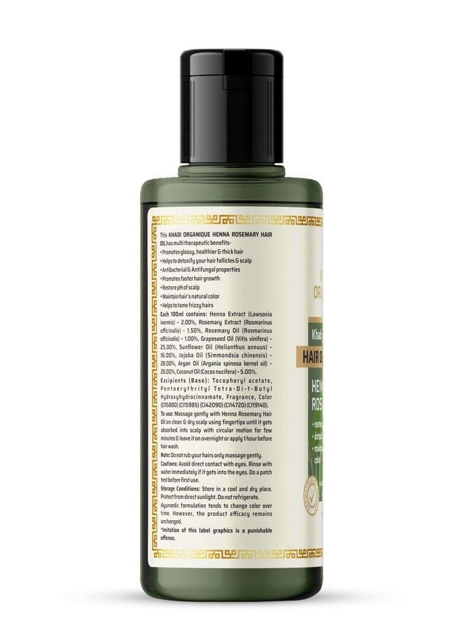 Khadi ORGANIQUE Heena Rosemary Hair Oil Without Mineral Oil (3) - Image 4