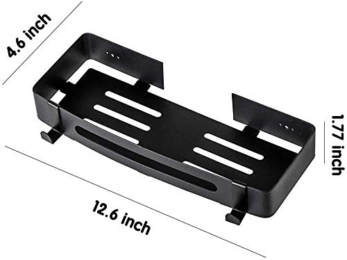 Tagve Adhesive Bath and Shower Shower Shelf with Removable Hooks, No Drilling, with Glue and Screws, Stainless Steel Storage Shelves for Bathroom and Kitchen (Rectangle) - Image 3