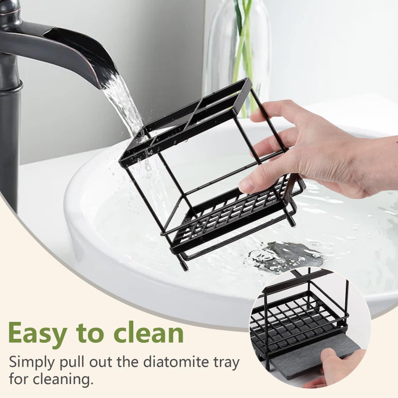 Heagoale Carbon Steel Toothbrush Holders for Bathrooms, 5 Slots Kids Electric Tooth Brush and Toothpaste Organizer for Countertop, Shower, Vanity, Black - Image 4