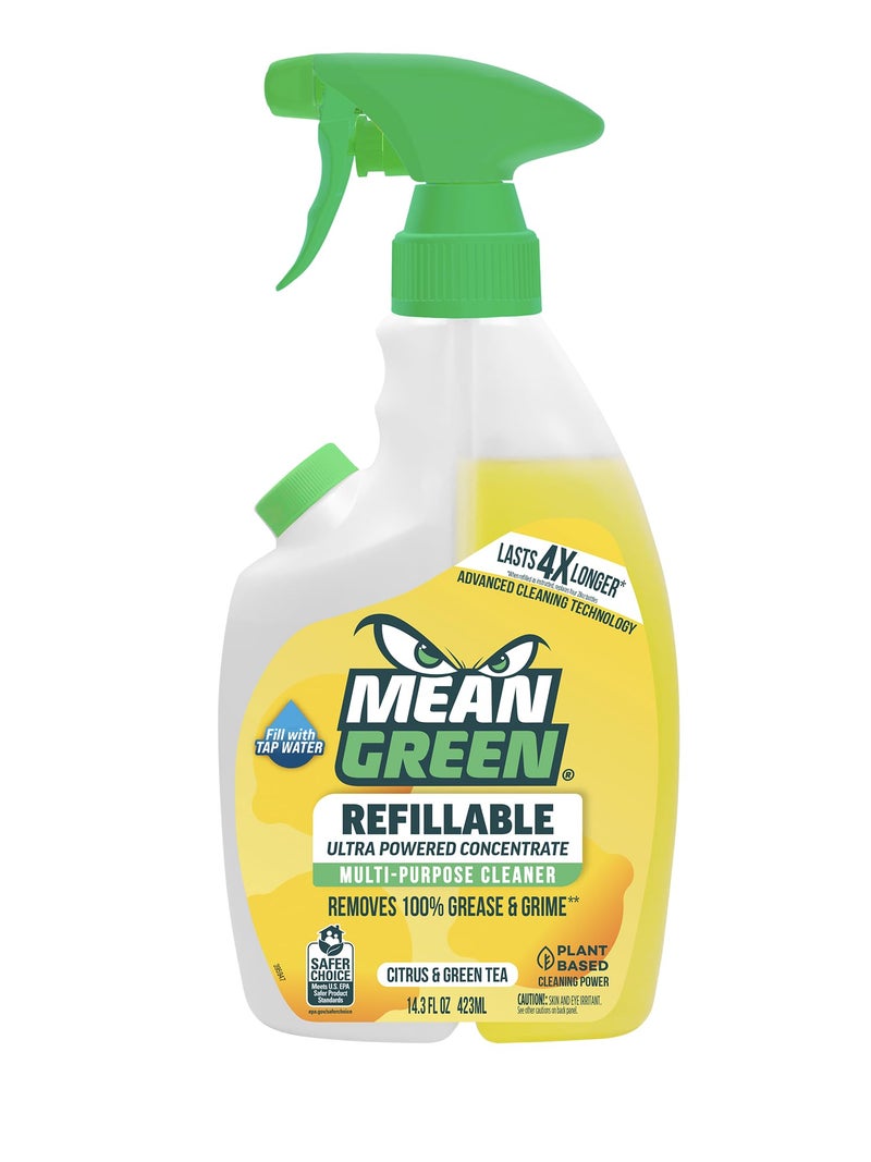 Mean Green Refillable Ultra Powered CONCENTRATE Multi Purpose Cleaner, Citrus & Green Tea, 14.3 fl oz - Image 1