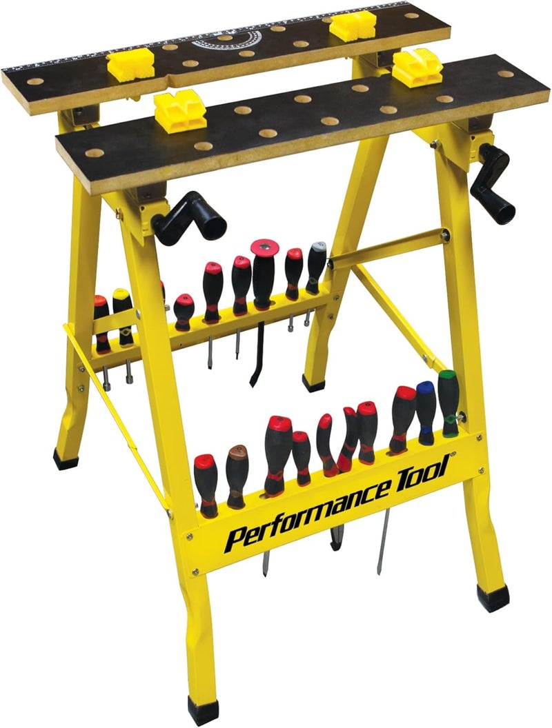 Performance Tool W54025 Portable Multipurpose Workbench and Vise with 200 lbs Capacity - Yellow - Image 1