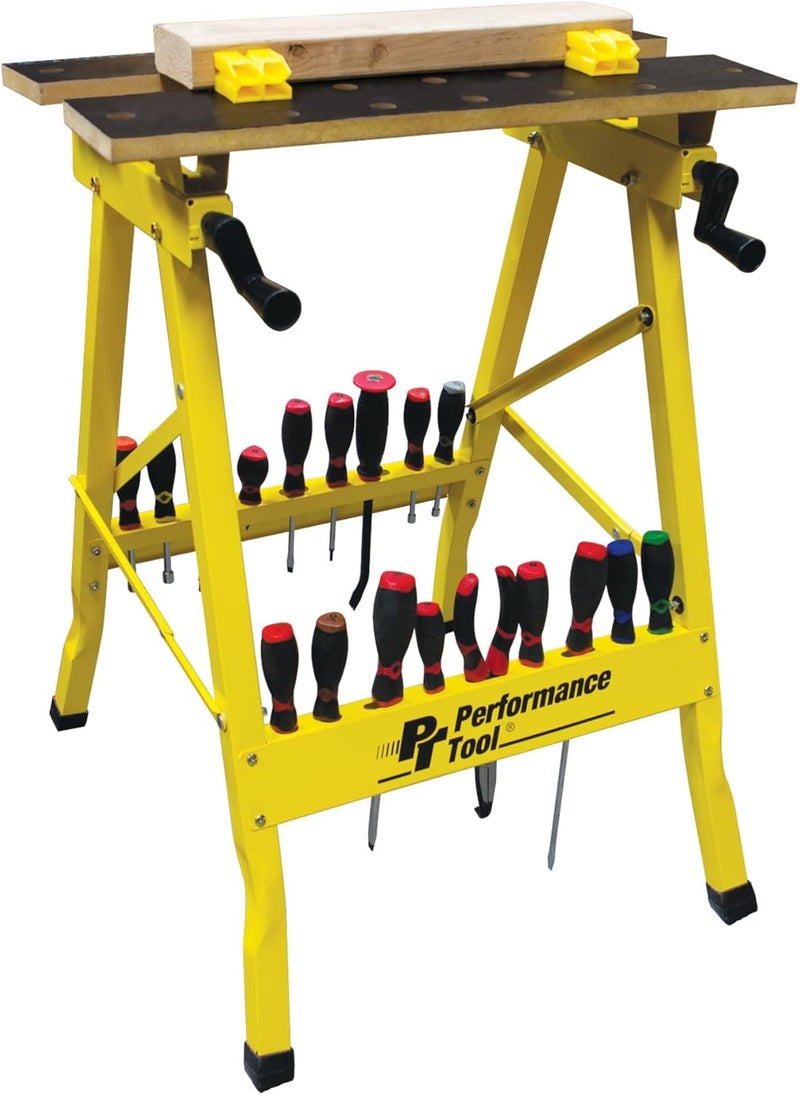 Performance Tool W54025 Portable Multipurpose Workbench and Vise with 200 lbs Capacity - Yellow - Image 5