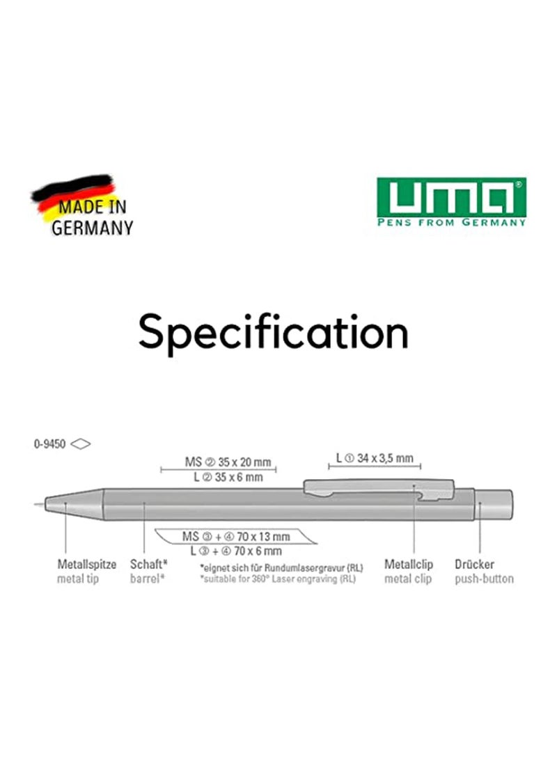 Uma Pack of 10 Retractable Ballpoint Pen made in Germany Sky Blue - Image 3