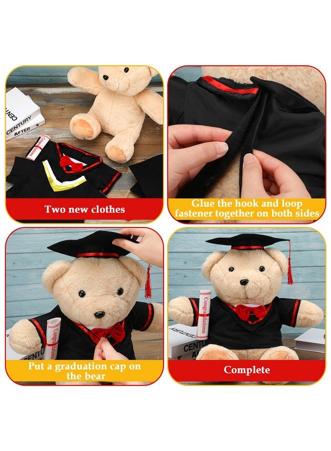 Hungdao 2 مجموعات ملابس دمية التخرج قبعة التخرج وعباءة تناسب معظم الدمى التي يبلغ ارتفاعها 14-18 بوصة ملابس الحيوانات المحشوة ملابس الحيوانات المحشوة زي الدب لجعل حيواناتك المحشوة الخاصة هدايا التخرج - Image 3