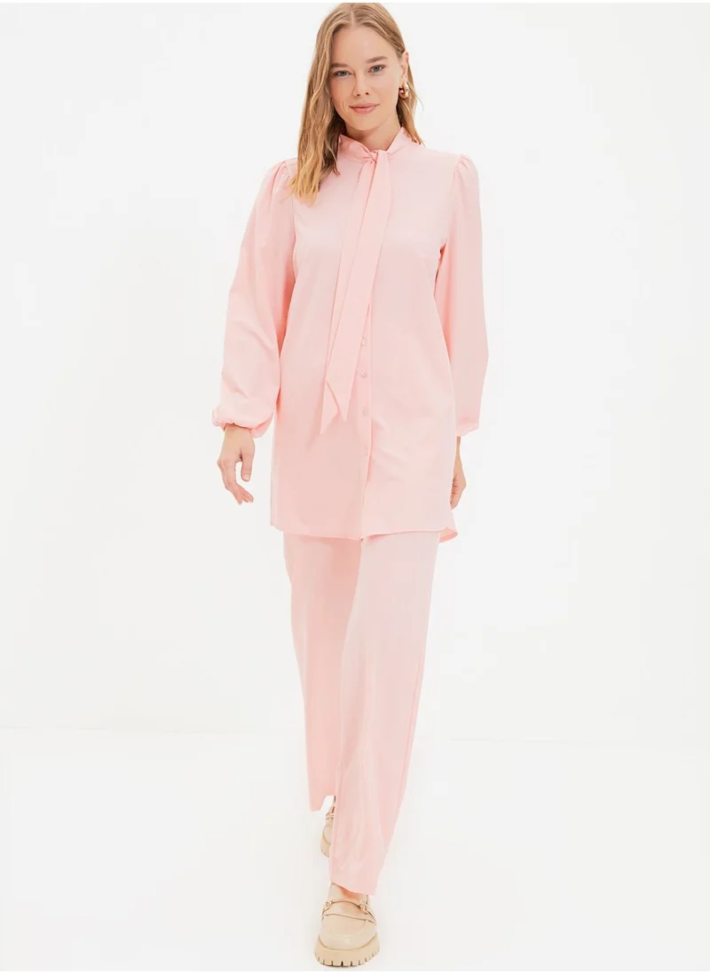 trendyol Button Down Knitted Sweatshirt & Pants Set