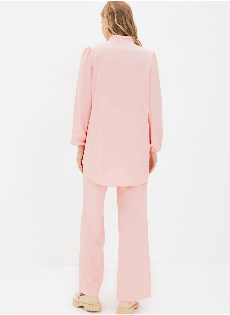trendyol Button Down Knitted Sweatshirt & Pants Set