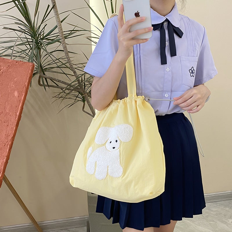 New Arrival Student Artistic All-Match Girl'S Canvas Bag Lazy Style Drawstring Shoulder Bag Women'S Large Capacity Embroidered Backpack - Image 1