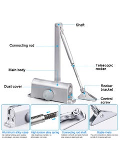 KASTWAVE Door Closer, Automatic Hydraulic Adjusting Silent Soft Slow Slam Gate Closer Overhead Concealed Aluminium Door Closer for 35-65kg 70-110cm Wide Wooden Metal Door Fire Door Internal External Door  - Image 2