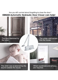 KASTWAVE Door Closer, Automatic Hydraulic Adjusting Silent Soft Slow Slam Gate Closer Overhead Concealed Aluminium Door Closer for 35-65kg 70-110cm Wide Wooden Metal Door Fire Door Internal External Door  - Image 4