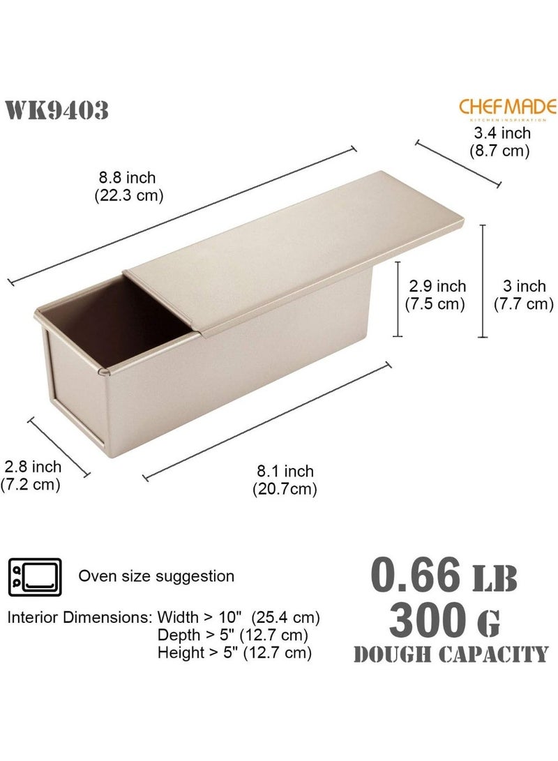 شيف ميد قالب توست 300 غرام غير لاصق مع غطاء قالب خبز احترافي صغير الحجم لتوزيع حرارة متساوٍ وصناعة توست وكيك صحي في المنزل بسهولة ودقة عالية - Image 2