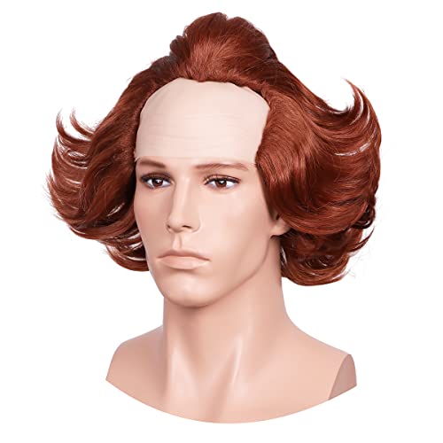 ColorGround Brown Prestyled Bald Cosplay Wig with Buck Teeth Caps for Halloween - Image 3