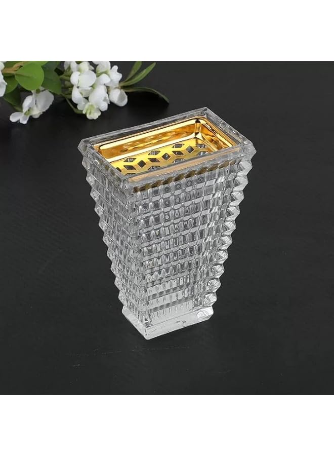 erorex Crystal Glass Bakhoor Burner Square Oud Burner Incense Bakhoor Charcoal Burner Oud Incense Burner Incense Burner Frankincense Burner Madkhan Mabkhara Bakhoor Gold Incense Burner Clear - Image 1