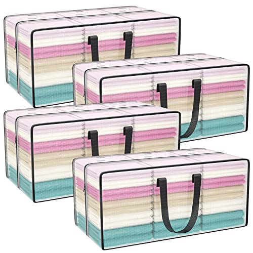 Acnusik Clear Storage Bags with Zipper Large Moving Bags Heavy Duty Extra Large Plastic Storage Totes for Clothes College dorm Packing Bag with Strong Handles - Image 1