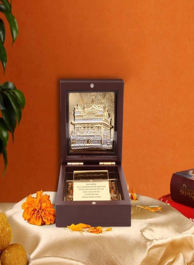INTERNATIONAL GIFT SMILES GIFT Gold Plated Golden Temple God Idol with Charan Paduka for Home Temple & All Occasion Gift | Attracts Positive Vibes | Success and Fulfills Your Wishes | Wealth and Prosperity - Image 1